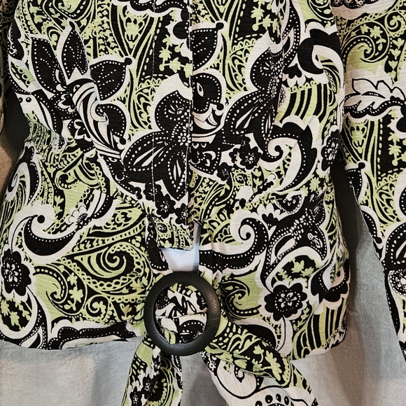 NWOT Silkland green white & black paisley floral silk jacket Womens 14 - Picture 6 of 8